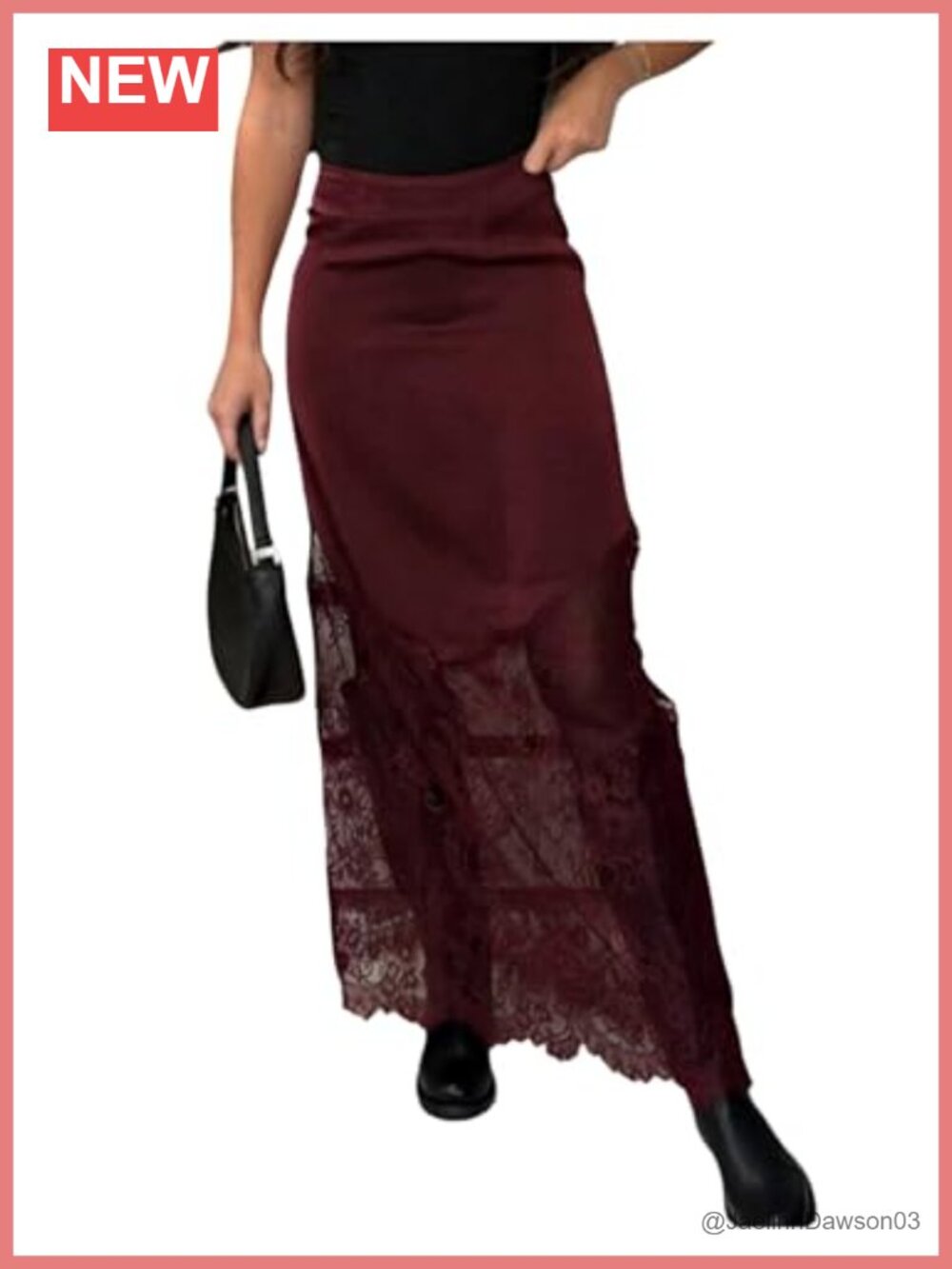 High Waisted Lace Patchwork Long Skirt Western